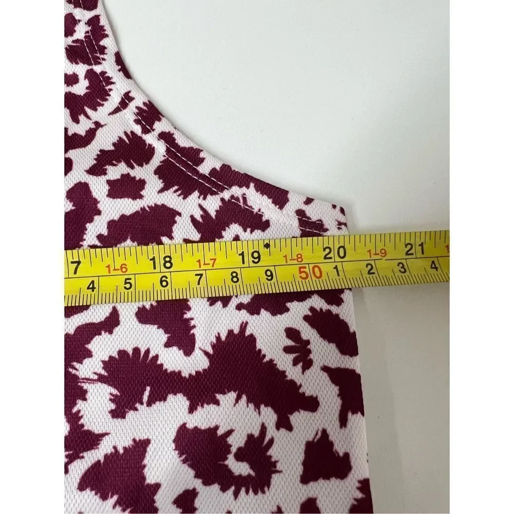 Nike Burgundy White Floral Nike Dri Fit Tank Gold Tennis Active Size L